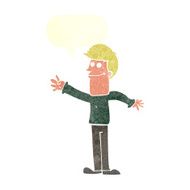 cartoon happy man waving with speech bubble N40