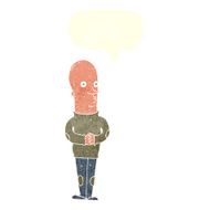 cartoon funny bald man with speech bubble N10
