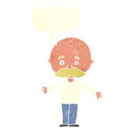 cartoon bald man with open arms speech bubble N10