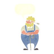 cartoon farmer leaning on walking stick with speech bubble N7