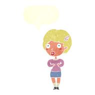 cartoon surprised woman with speech bubble N243