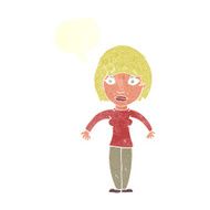 cartoon surprised woman with speech bubble N244