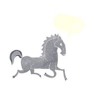 cartoon running black stallion with speech bubble N2