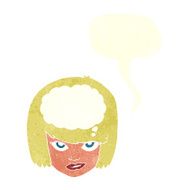 cartoon woman thinking with speech bubble N38