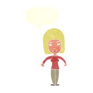 cartoon woman shrugging shoulders with speech bubble N490