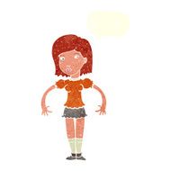 cartoon woman looking sideways with speech bubble N10