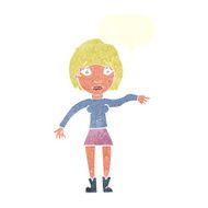 cartoon surprised woman with speech bubble N245