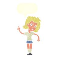 cartoon woman with idea speech bubble N247