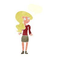 cartoon woman shrugging shoulders with speech bubble N492