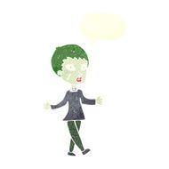 cartoon halloween zombie woman with speech bubble N10