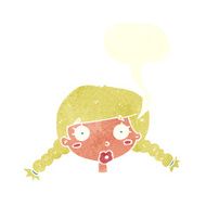 cartoon confused female face with speech bubble N9