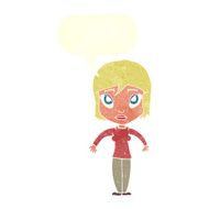 cartoon woman shrugging shoulders with speech bubble N493