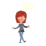cartoon woman with no worries speech bubble N40