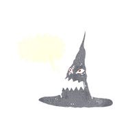 cartoon spooky witches hat with speech bubble N10