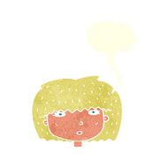 cartoon female face with speech bubble N146