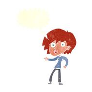 cartoon surprised woman pointing with speech bubble N10