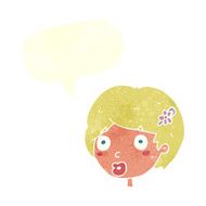 cartoon surprised female face with speech bubble N64