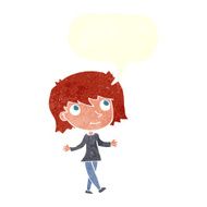 cartoon girl with no worries speech bubble N10