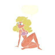 cartoon sexy woman in underwear with speech bubble N19