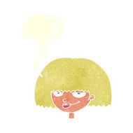cartoon mean female face with speech bubble N10