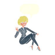 cartoon businesswoman sitting with speech bubble N10