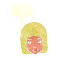 cartoon annoyed female face with speech bubble N10