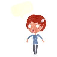 cartoon shocked woman with speech bubble N99