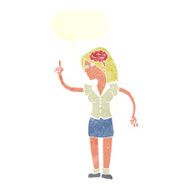 cartoon woman with clever idea speech bubble N10