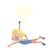 cartoon swimmer with snorkel speech bubble N10