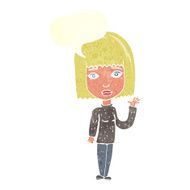 cartoon woman waving with speech bubble N336