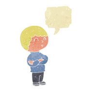 cartoon boy with folded arms speech bubble N17