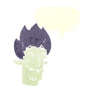 cartoon happy vampire head with speech bubble N10