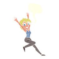 cartoon excited woman with speech bubble N130