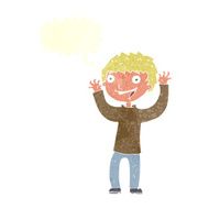 cartoon excited boy with speech bubble N145