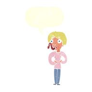 cartoon woman sticking out tongue with speech bubble N8