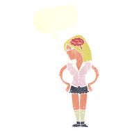 cartoon intelligent woman with speech bubble N20
