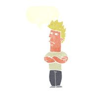 cartoon man sulking with speech bubble N10