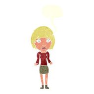 cartoon woman shrugging shoulders with speech bubble N496