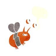 cartoon happy bee with speech bubble N19