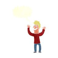 cartoon excited man with speech bubble N69