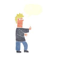 cartoon nervous man waving with speech bubble N20