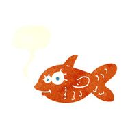 cartoon happy goldfish with speech bubble N6