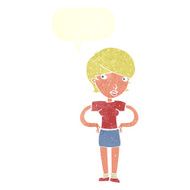 cartoon woman with hands on hips speech bubble N217