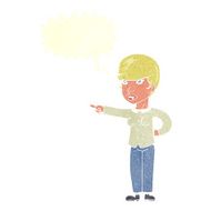 cartoon woman pointing finger of blame with speech bubble N10