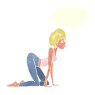 cartoon sexy woman on all fours with speech bubble N10