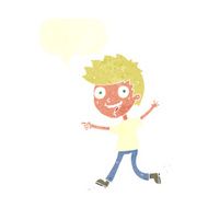 cartoon crazy excited boy with speech bubble N10