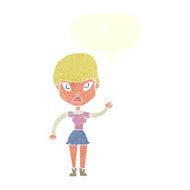 cartoon woman waving with speech bubble N337