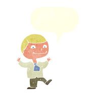 Cartoon happy boy with speech bubble N239