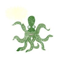 cartoon giant octopus with speech bubble N8