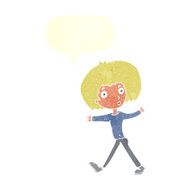 cartoon surprised man walking with speech bubble N9